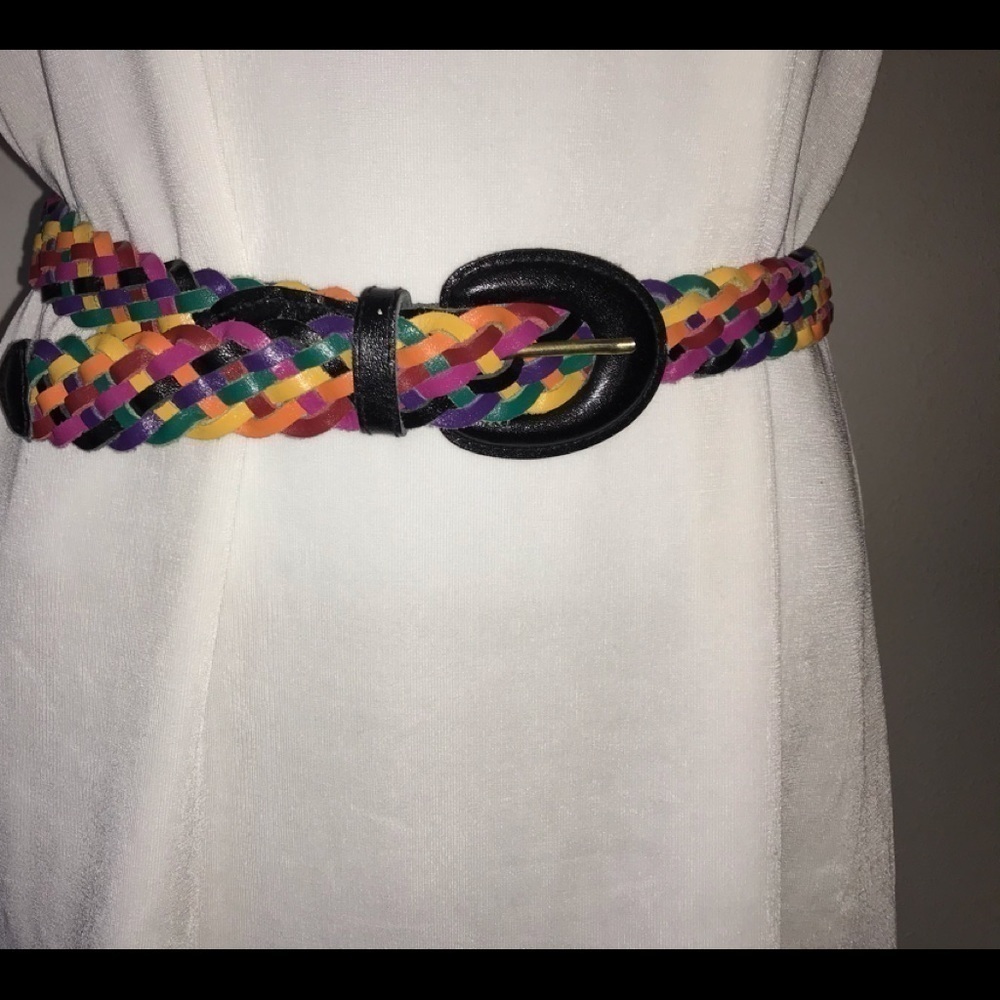 Chic Y2K Multi Color Braided Split Leather Belt - Picture 3 of 8